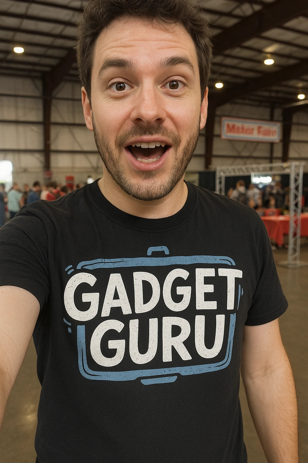 "Gadget Guru" black gadget t shirt - also one of the gifts for someone who likes gadgets