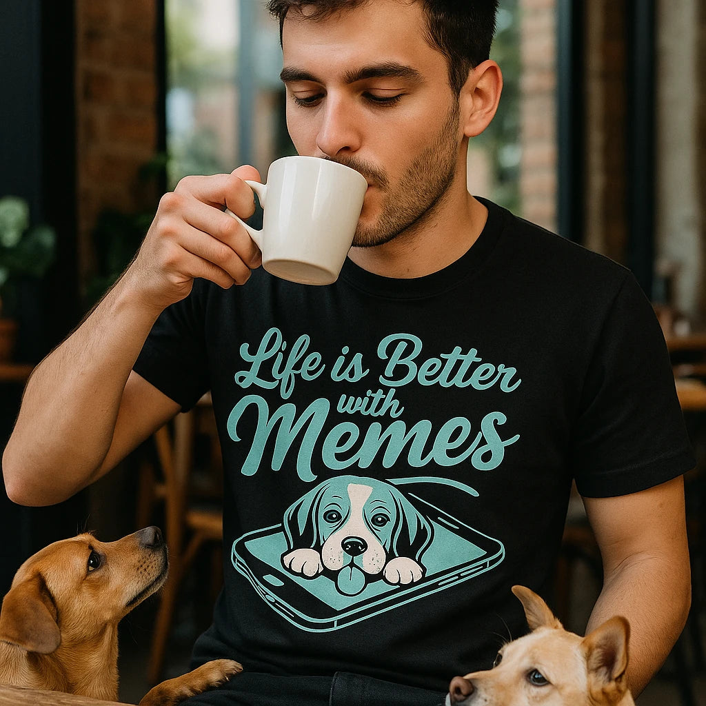 "Life Is Better With Memes" black dog shirts for small dogs - also one of the gifts for people who love dogs