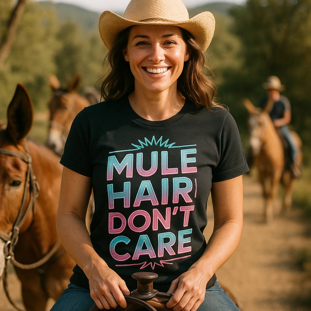 "Mule Hair Don'T Care" mule t shirt - product photo 9
