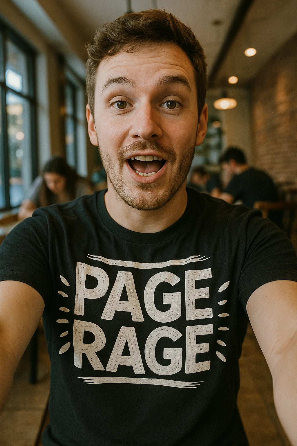 "Page Rage" black studying shirts, photographed as studying lover gift