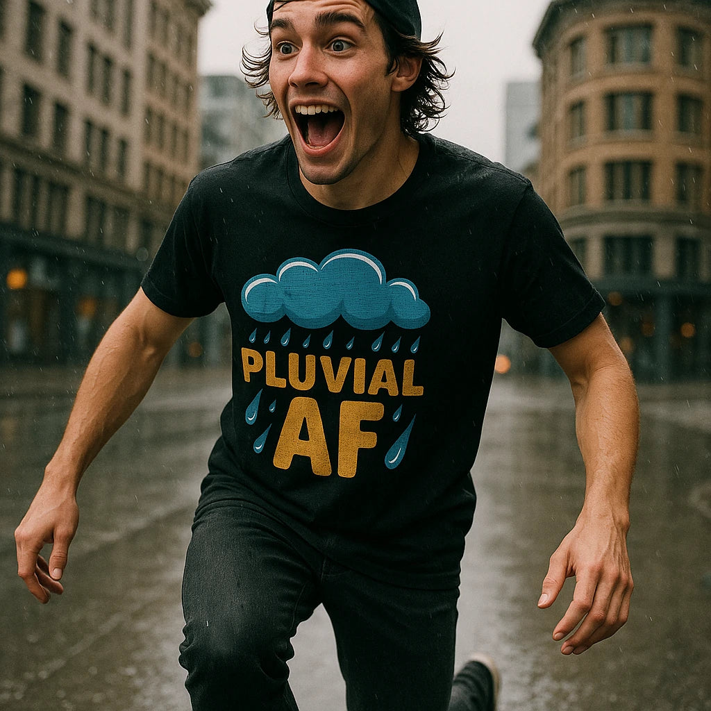 "Pluvial Af" t shirt purple rain - product photo 8