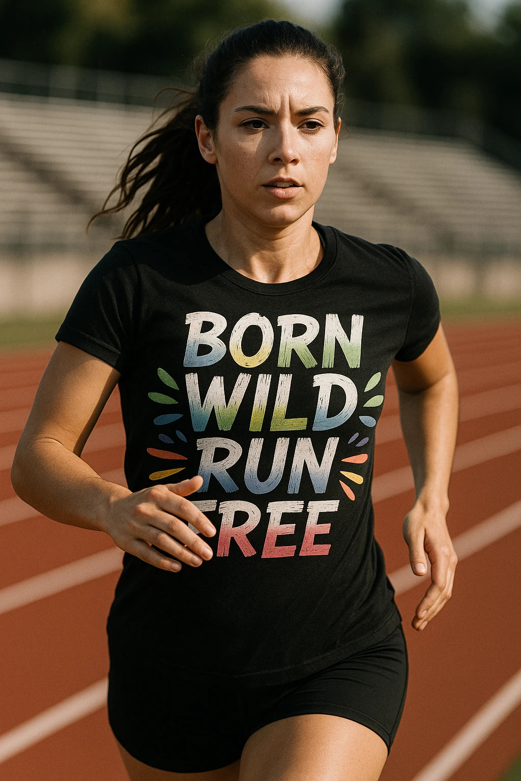 "Born Wild Run Free" black running tee - also one of the best running tops for men