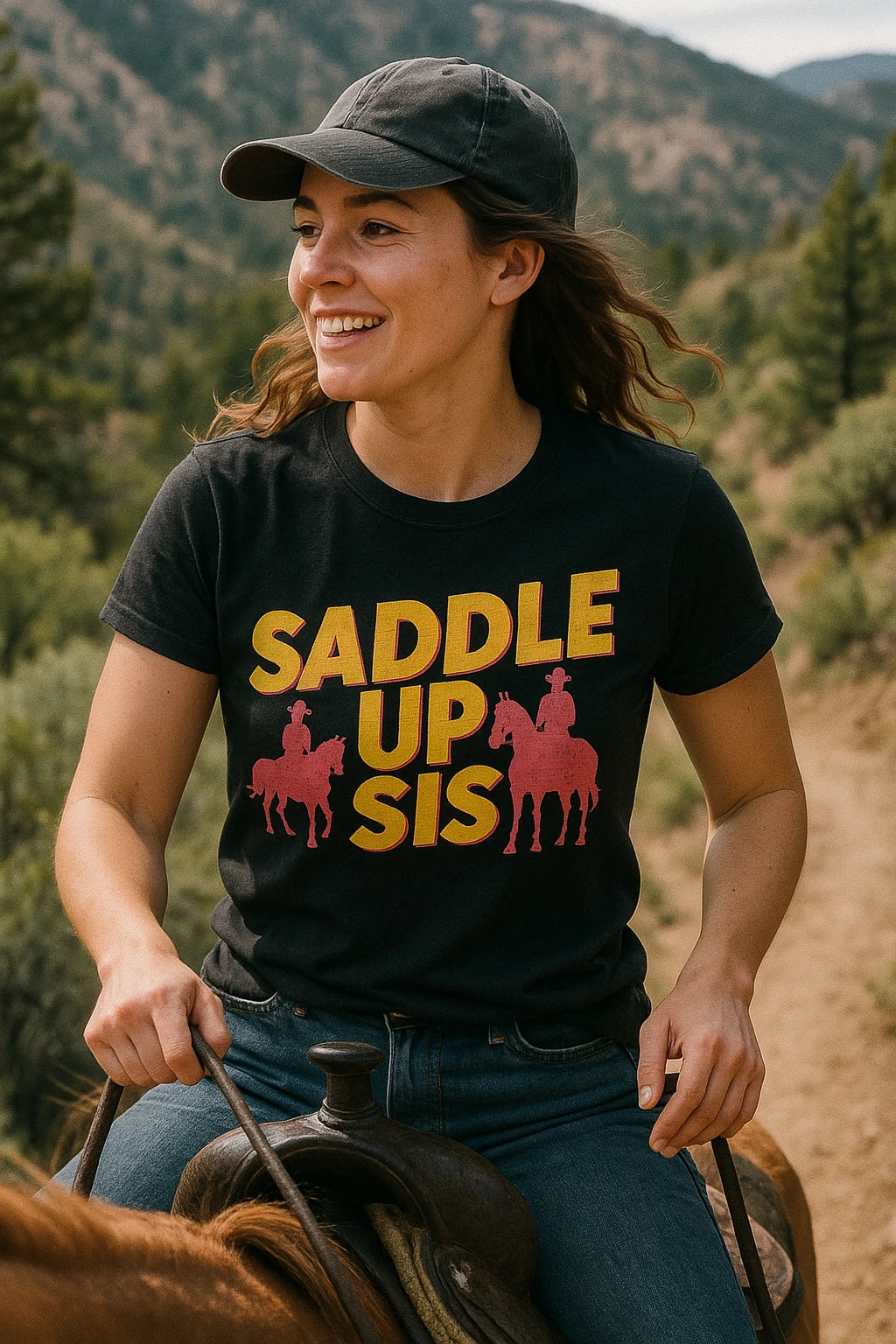 "Saddle Up Sis" black shirts for horseback riding - also a horse riding clothes for 2 year olds