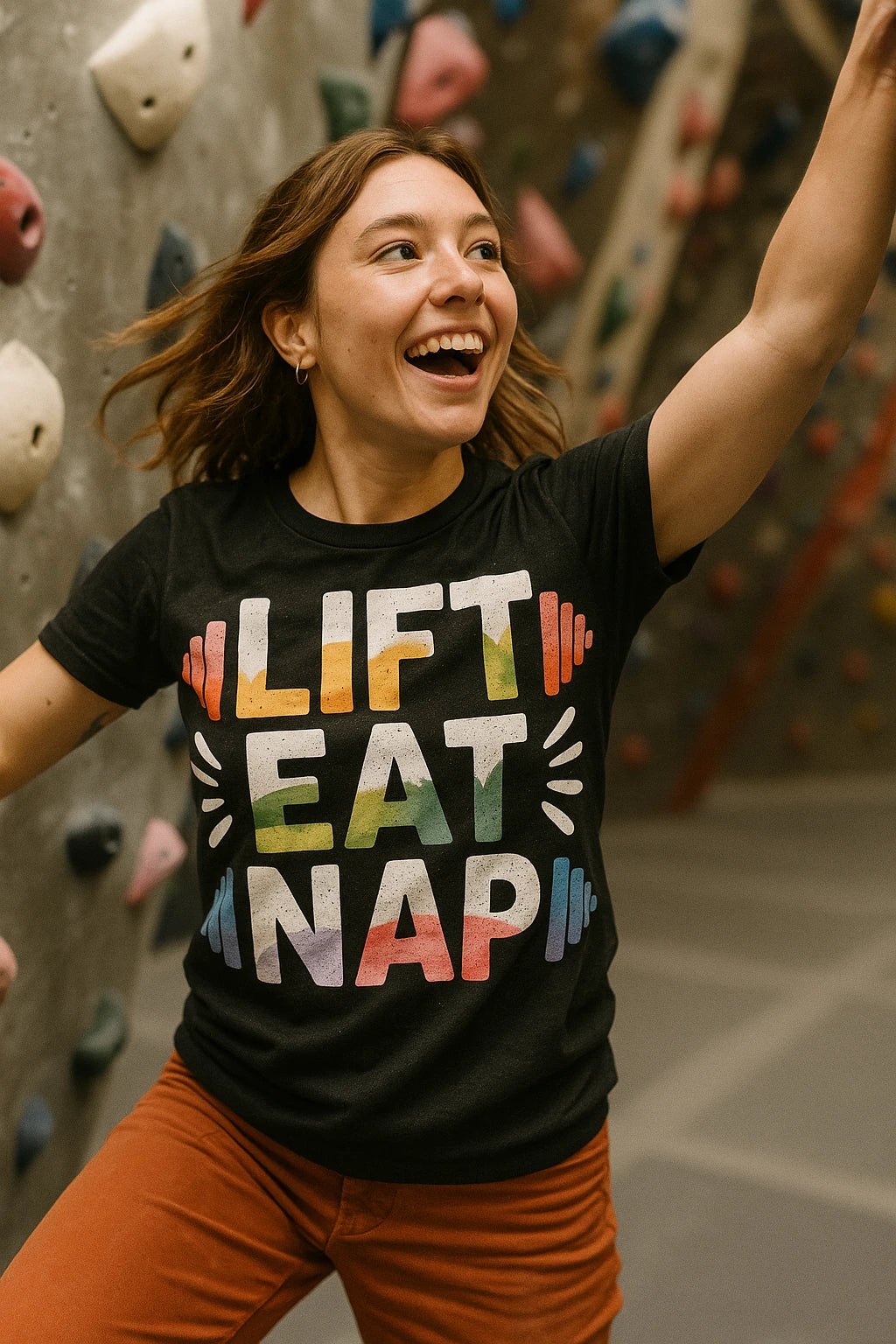 "Lift Eat Nap" black exercise tee - also a crop top for exercise