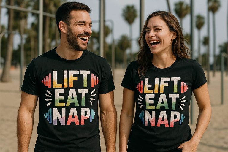 Person wearing the black exercise tee graphic tee - 