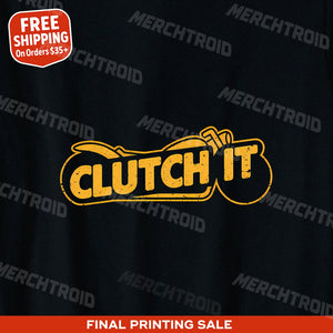"Clutch It" black motorcycle shirts, photographed as gifts for motorcycle riders