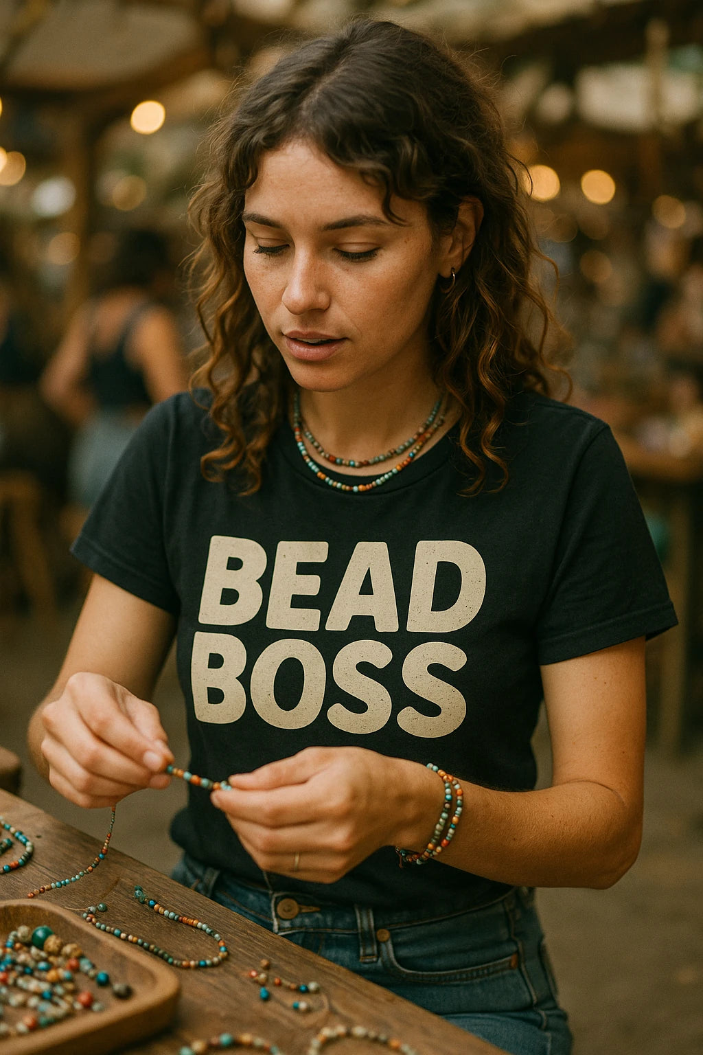 "Bead Boss" black jewelry making t shirt - a birthday gift for jewelry making lover