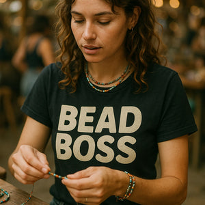 "Bead Boss" black jewelry making t shirt - a birthday gift for jewelry making lover