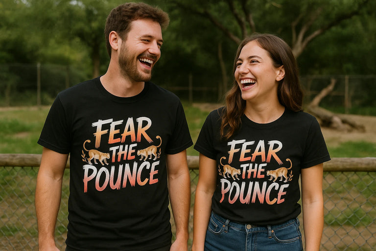 Person wearing the black cougar t shirt graphic tee - 