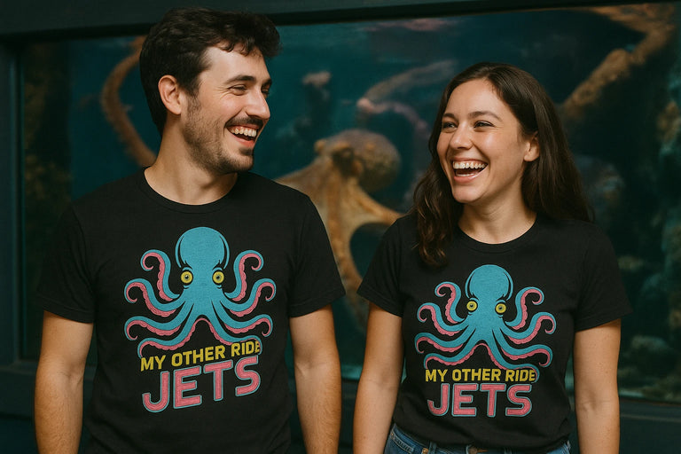 Person wearing the black octopuses t shirt graphic tee - 