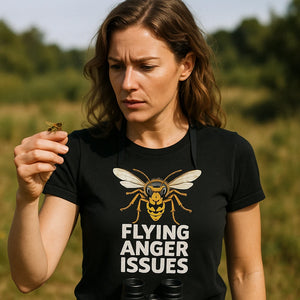 "Flying Anger Issues" black wasps shirts, photographed as wasps lover gift