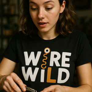 "Wire Wild" black jewelry making t shirt - a birthday gift for jewelry making lover