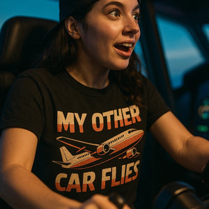 "My Other Car Flies" black airplane t shirt - also one of the best gifts for airplane lovers