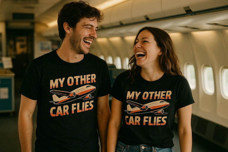 Person wearing the black airplane t shirt graphic tee - 