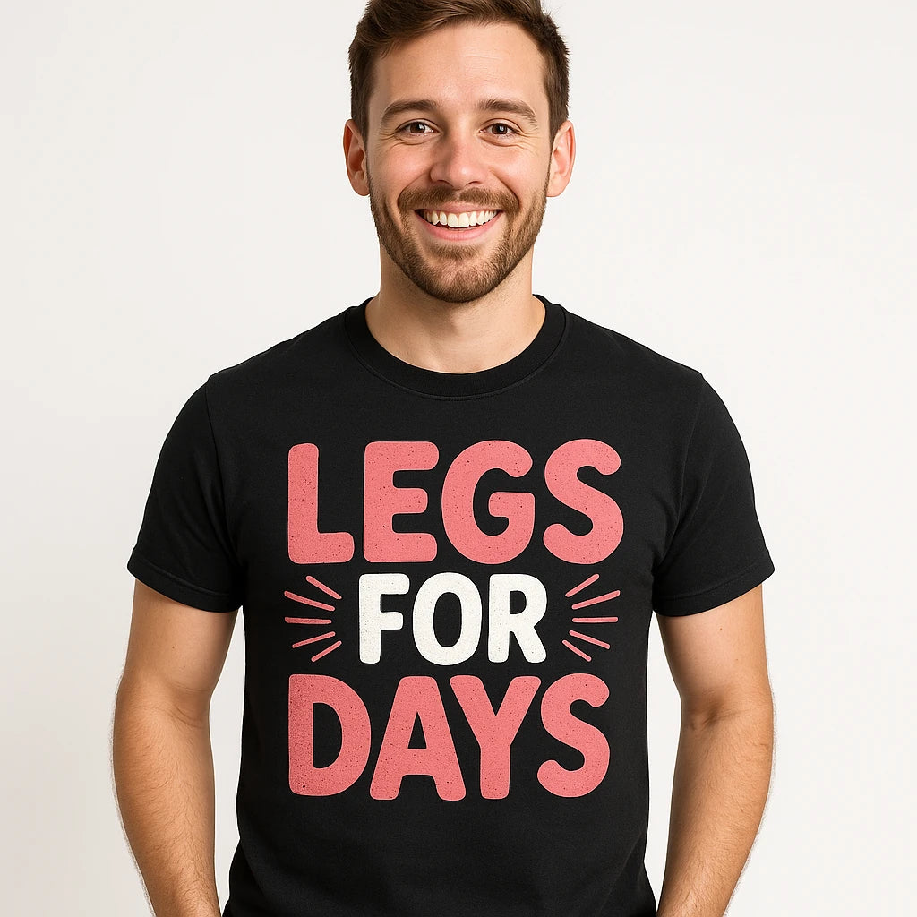 Back view of the "Legs for Days" black flamingo shirts