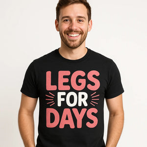Back view of the "Legs for Days" black flamingo shirts