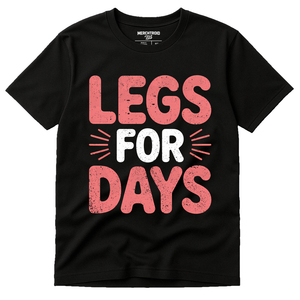Black Flamingo Shirts - "Legs for Days" graphic tee with pink print, flat lay product photo