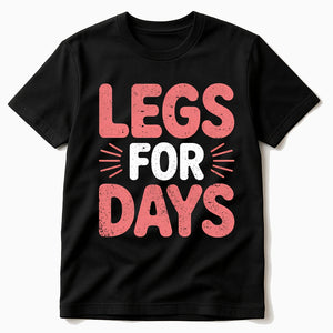 Person wearing the black flamingo shirts graphic tee - "Legs for Days" design