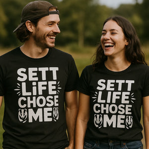 Person wearing the black badgers shirts graphic tee - "Sett Life Chose Me" design