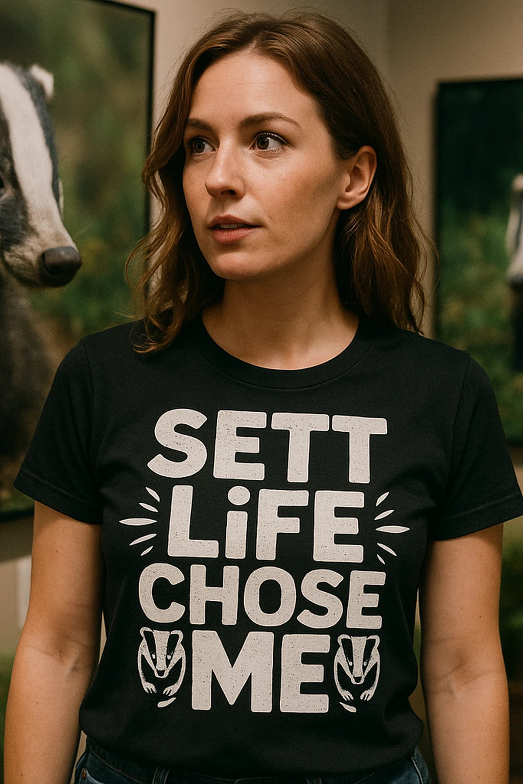 "Sett Life Chose Me" black badgers shirts, photographed as badgers lover gift