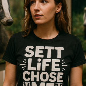 "Sett Life Chose Me" black badgers shirts, photographed as badgers lover gift