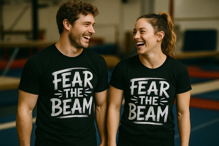 Person wearing the black gymnastics t shirt graphic tee - 