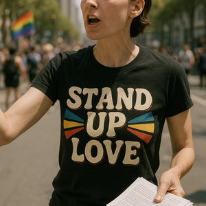 "Stand Up Love" black activism tees - a birthday gift for activism lover