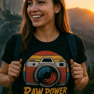 "Raw Power" black photographers shirts, photographed as photographers lover gift