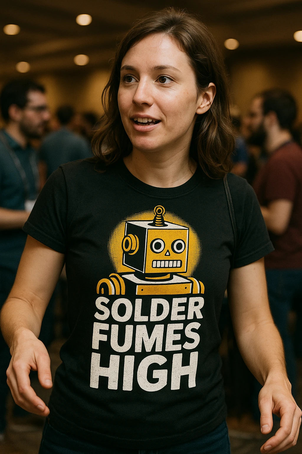 "Solder Fumes High" black robotic t shirt - a birthday gift for robotic lover