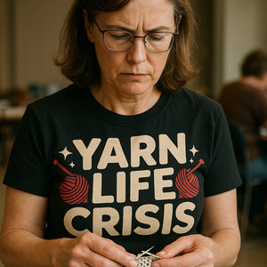 "Yarn Life Crisis" knitted henley t shirt - product photo 8