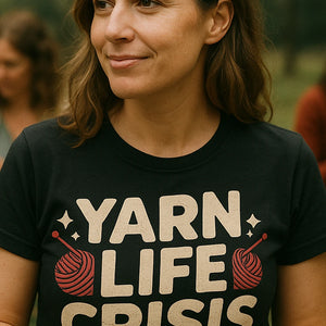 "Yarn Life Crisis" knitted henley t shirt - product photo 7