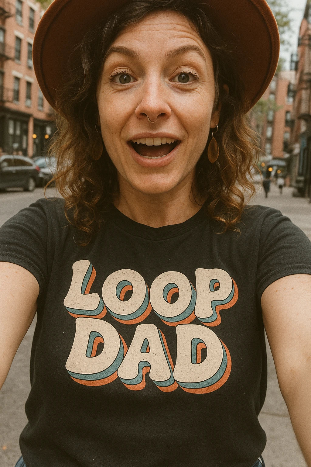 "Loop Dad" black producer t shirt, photographed as gifts for music producers