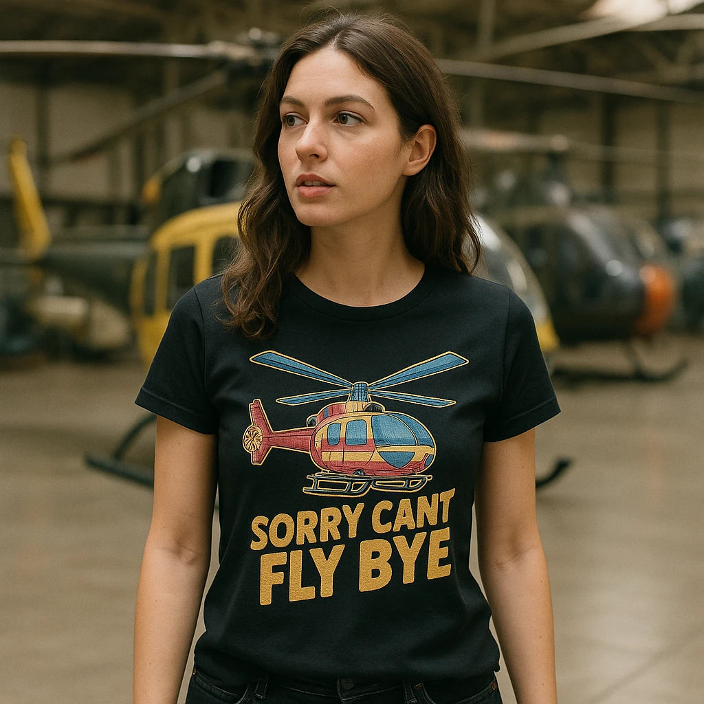 "Sorry Cant Fly Bye" helicopter t shirt - product photo 9