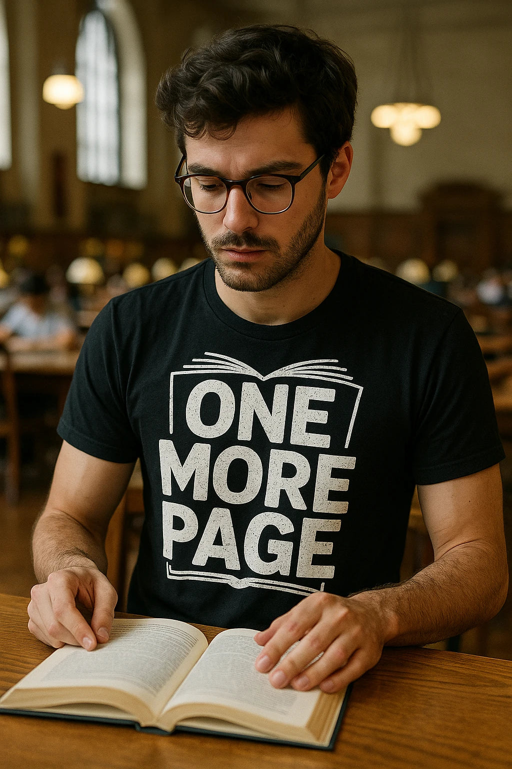 "One More Page" black reading tee shirts - also one of the presents for a reader