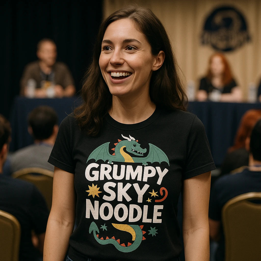 "Grumpy Sky Noodle" shirts with dragons on them - product photo 9