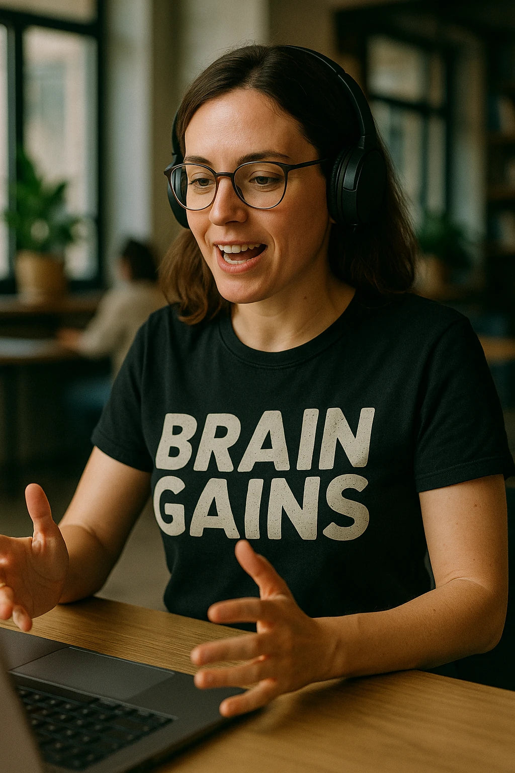 "Brain Gains" black studying t shirt - a birthday gift for studying lover