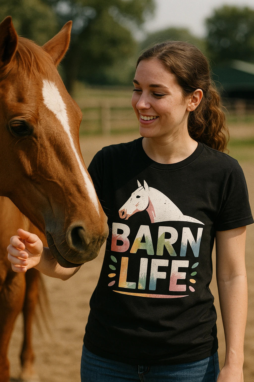 "Barn Life" black horse tee shirts - also a horse present ideas