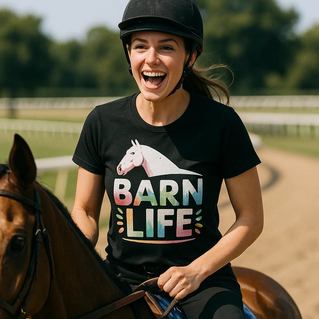 "Barn Life" black horse tee shirts - also one of the gifts for people who love horses