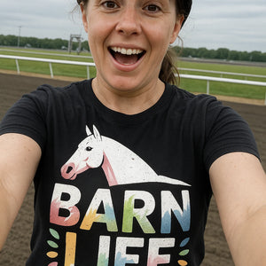 "Barn Life" black horse tee shirts - also a gift ideas for horse owners