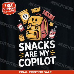 "Snacks Are My Copilot" adventure tshirt - product photo 9
