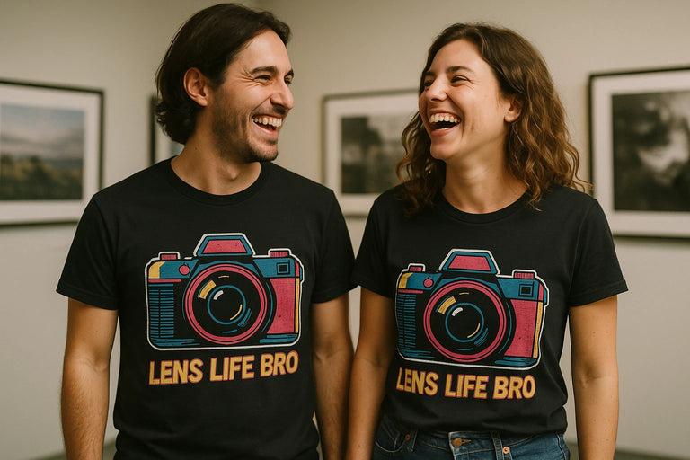 Person wearing the black photographers shirts graphic tee - 