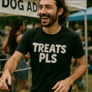 "Treats Pls" black personalized shirts for dog lovers - also a a perfect shirt for dog lovers