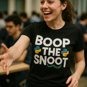 "Boop the Snoot" black python t shirt - a birthday gift for python lover