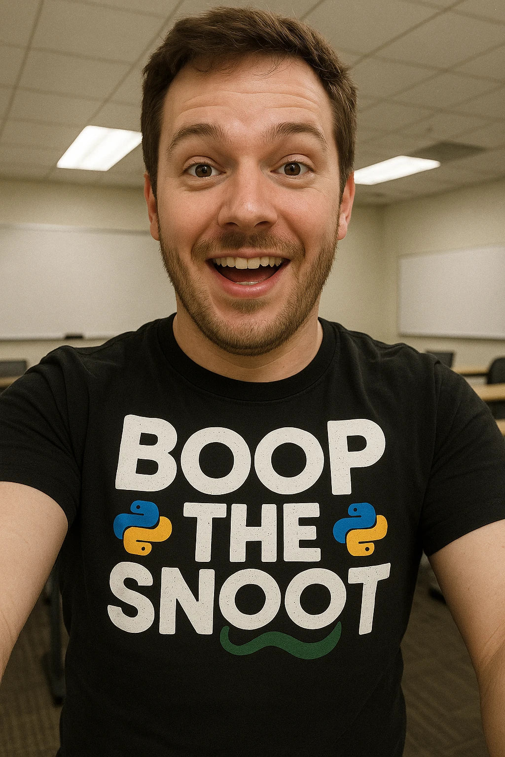 "Boop the Snoot" black python t shirt, photographed as python lover gift