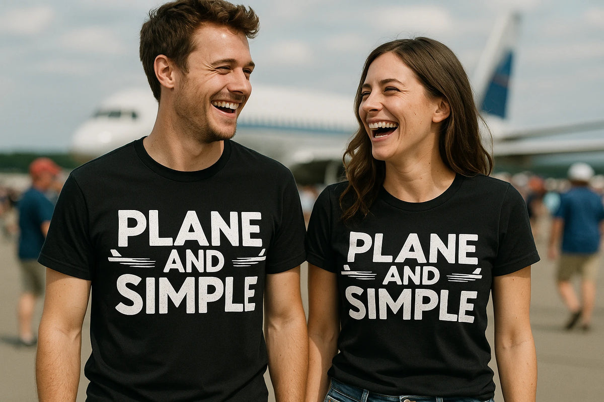 Person wearing the black flying squirrel t shirt graphic tee - "Plane and Simple" design