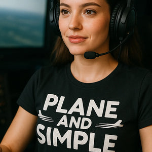 "Plane and Simple" black flying squirrel t shirt, photographed as flying lover gift