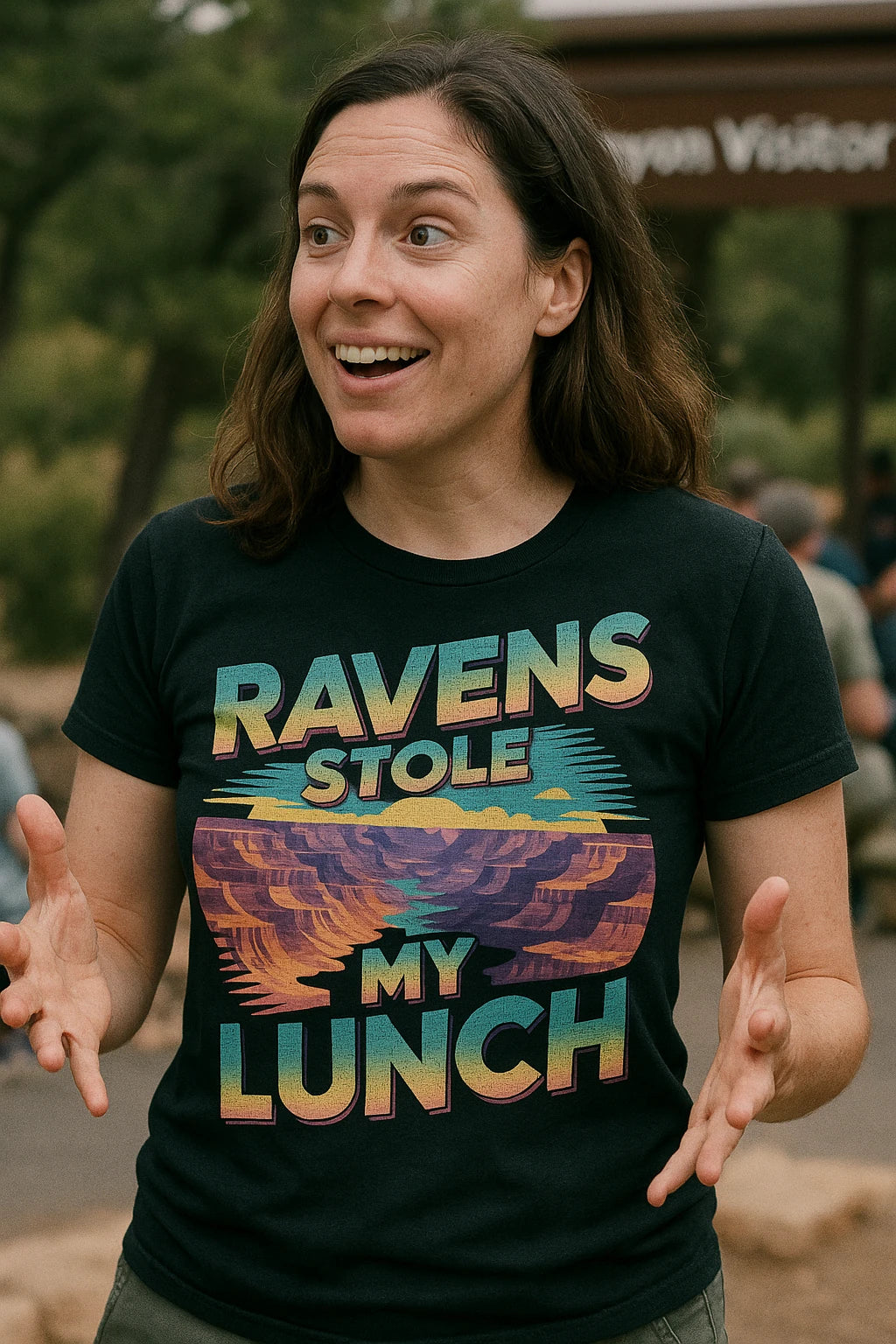"Ravens Stole My Lunch" black i hiked the grand canyon t shirt - a birthday gift for the grand canyon lover