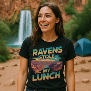 "Ravens Stole My Lunch" i hiked the grand canyon t shirt - product photo 9