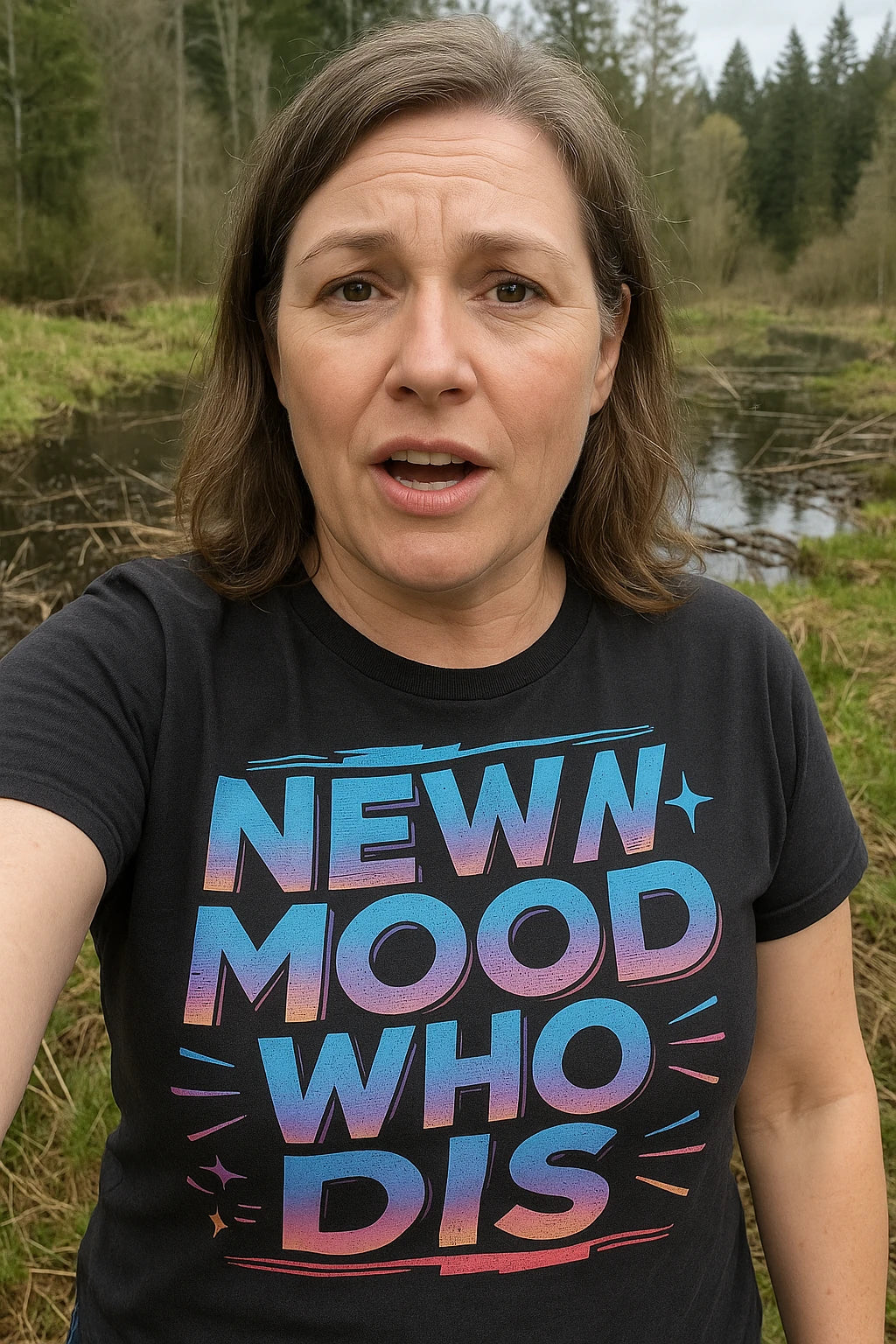 "Newt Mood Who Dis" black newt shirts, photographed as newt lover gift