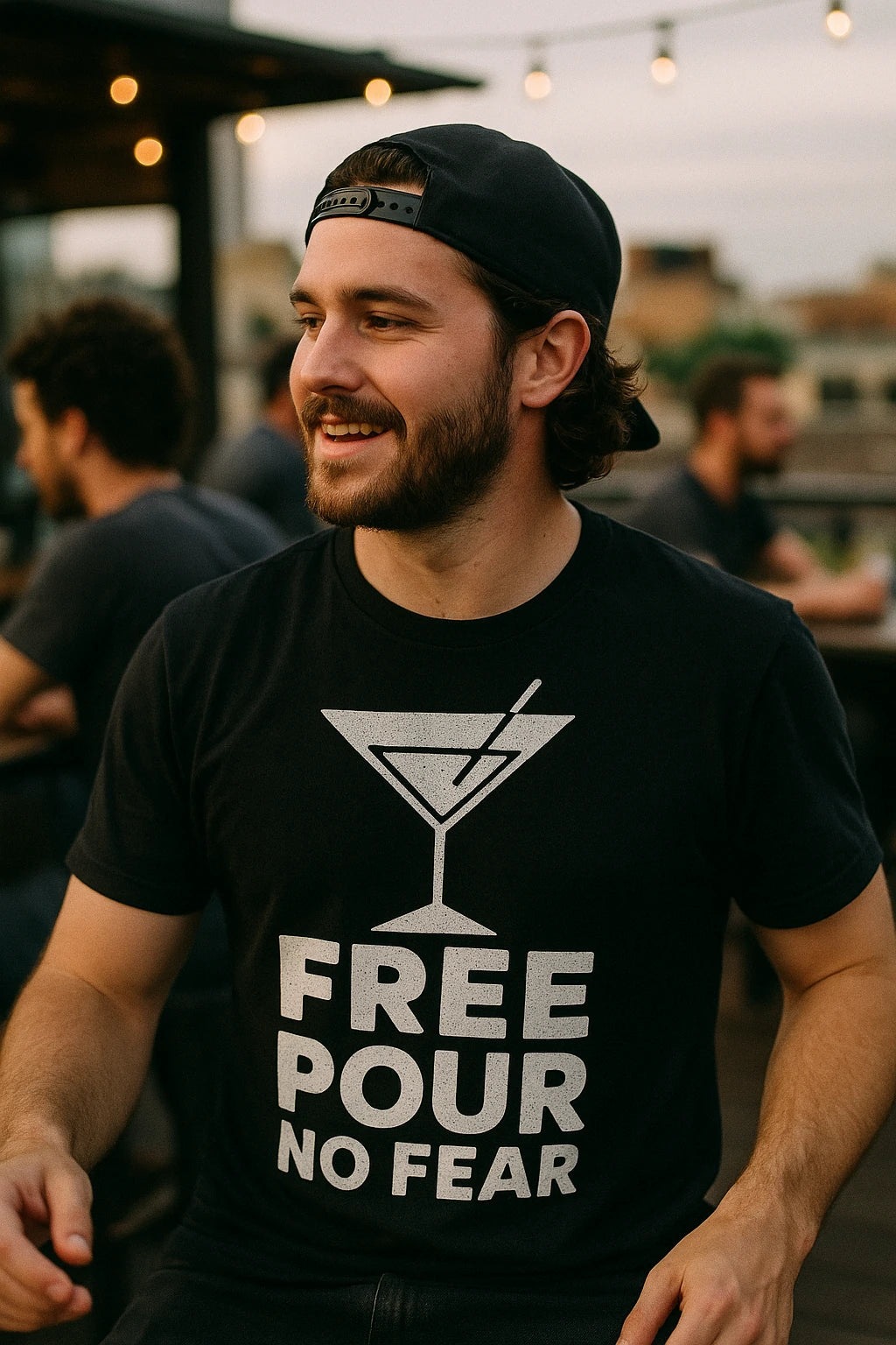 "Free Pour No Fear" black bartender t shirts funny - also a bartender gifts for home